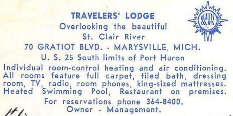 Clair Inn (Travelers Lodge) - Vintage Postcard Back